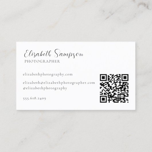 シンプルミニマリスト白黒QRコード 名刺 (裏面)