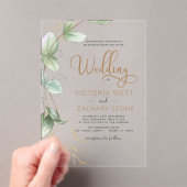 シンプルミニマリスト緑葉ユーカリ結婚ス アクリル招待状 (インサイチュ (ポータブル))