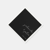 シンプルミニマリスト黒と白モダン結婚の スタンダードカクテルナプキン (角)