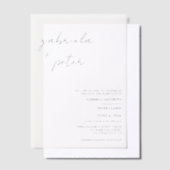 シンプルミニマリスト黒と白モダン結婚の ベラム紙招待状 (オフセット)