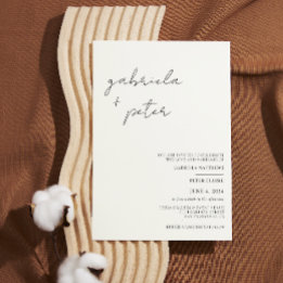 シンプルミニマリスト黒と白モダン結婚の 招待状