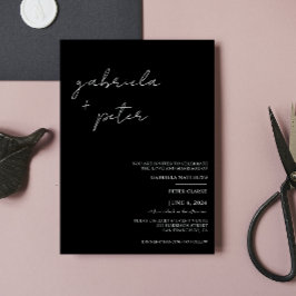 シンプルミニマリスト黒と白モダン結婚の 招待状