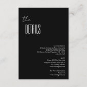 シンプルミニマリスト黒と白結婚の詳細 エンクロージャーカード (正面)