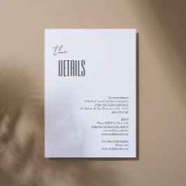 シンプルミニマリスト黒と白結婚の詳細 エンクロージャーカード