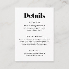 シンプルミニマリスト黒と白結婚の エンクロージャーカード