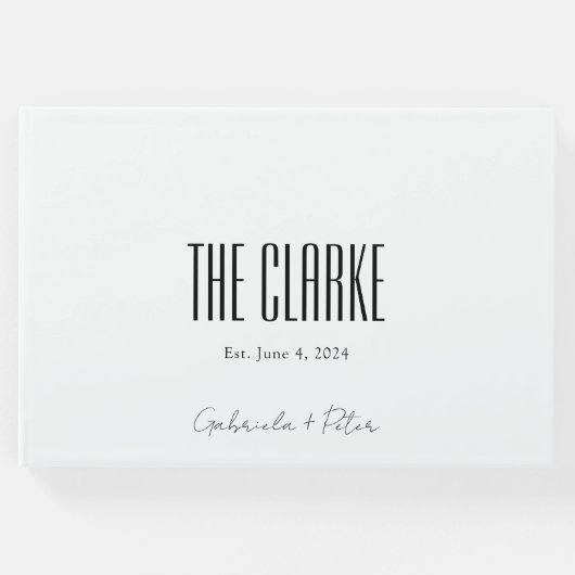 シンプルミニマリスト黒と白結婚の ゲストブック (正面)