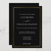 シンプルミニマリスト黒と白結婚の 招待状 (正面/裏面)