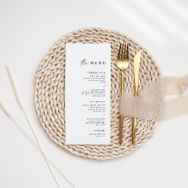 シンプルミニマリスト黒白結婚のディナー メニュー