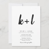 シンプルミニマリスト黒Qrコードフォト結婚ズ 招待状 (正面)