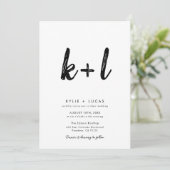 シンプルミニマリスト黒Qrコードフォト結婚ズ 招待状 (スタンド正面)