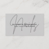 シンプルミニマリストGRAYスクリプトネイルアーティストQRコード 名刺 (正面)