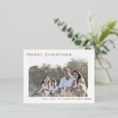 シンプルミニマリストMerry Christmas写真 箔シーズンポストカード (立ち正面)