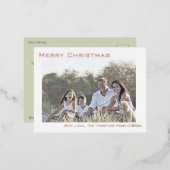 シンプルミニマリストMerry Christmas写真 箔シーズンポストカード (正面/裏面)