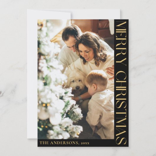 シンプルミニマリストMerry Christmas Family写真 シーズンカード (正面)
