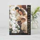 シンプルミニマリストMerry Christmas Family写真 シーズンカード (スタンド正面)