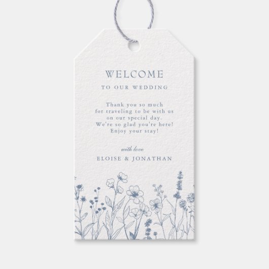 シンプルミニマリストPeriwinkleワイルドフラワー結婚ズ ギフトタグ (正面)