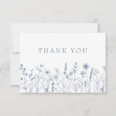シンプルミニマリストPeriwinkleワイルドフラワー結婚ズ サンキューカード (正面)