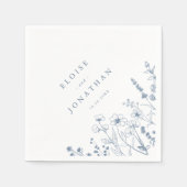 シンプルミニマリストPeriwinkleワイルドフラワー結婚ズ スタンダードカクテルナプキン (正面)