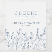 シンプルミニマリストPeriwinkleワイルドフラワー結婚ズ ワインラベル (シングルラベル)