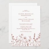 シンプルミニマリストPeriwinkleワイルドフラワー結婚ズ 招待状 (正面/裏面)
