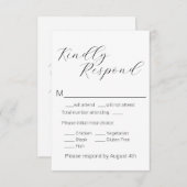 シンプルミニマリストScript Meal Choice結婚's 出欠カード (正面/裏面)