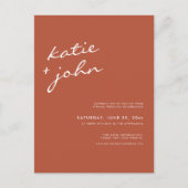 シンプルミニマリストTerracotta Virtual結婚の インビテーションポストカード (正面)