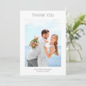 シンプルミニマリパーソナライズされたストフォトグレ結婚ーズ サンキューカード (スタンド正面)