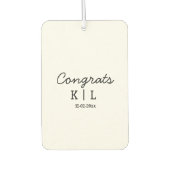 シンプルミニマルおめでとうはモノグラム日付を追加 カーエアーフレッシュナー (正面)