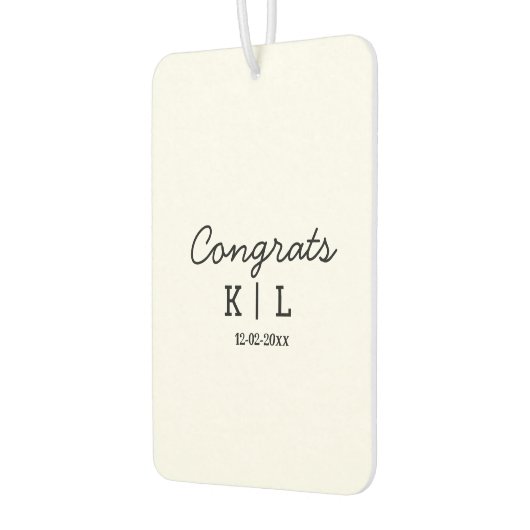 シンプルミニマルおめでとうはモノグラム日付を追加 カーエアーフレッシュナー (左)