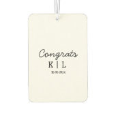 シンプルミニマルおめでとうはモノグラム日付を追加 カーエアーフレッシュナー (裏面)