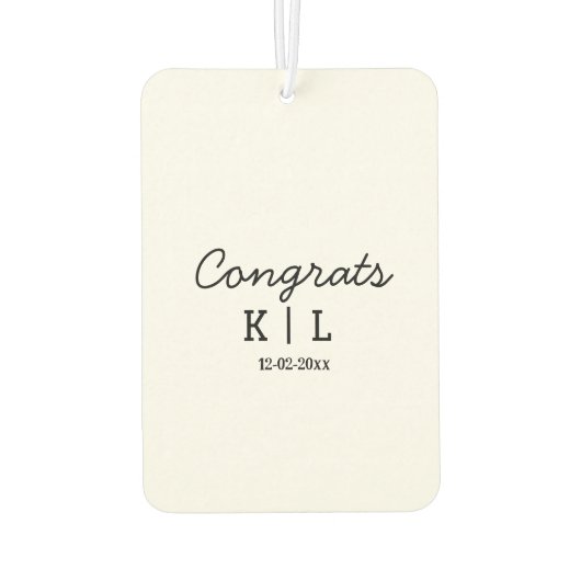 シンプルミニマルおめでとうはモノグラム日付を追加 カーエアーフレッシュナー (裏面)