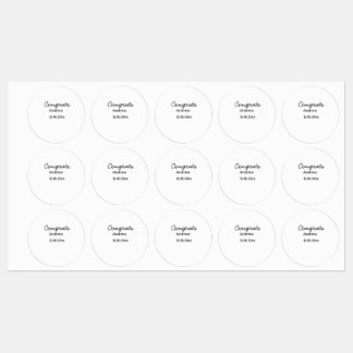 シンプルミニマルおめでとう名の追加の日付年の卒業式 ラベル