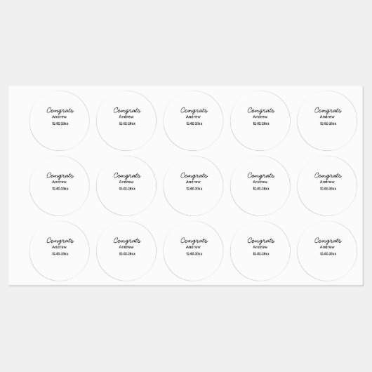 シンプルミニマルおめでとう名の追加の日付年の卒業式 ラベル (シート)