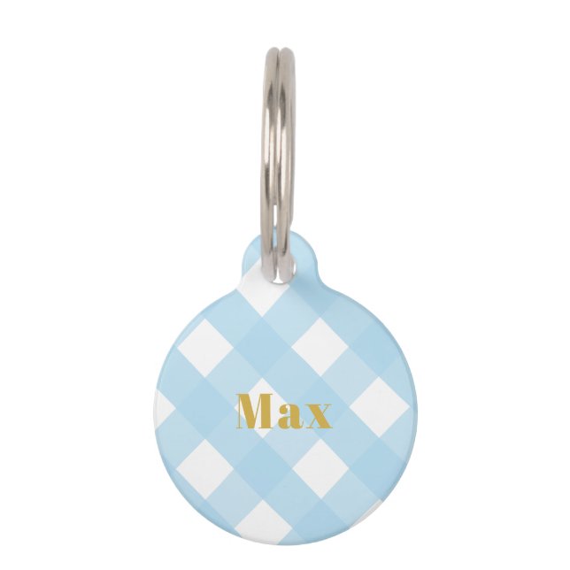 シンプルミニマルおもしろいブルーと金ゴールド ペット　ネームタグ (正面)