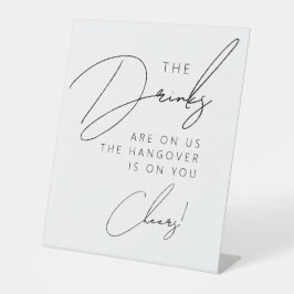 シンプルミニマルおもしろい結婚スクリプ飲料 台座サイン