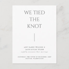 シンプルミニマルでエレガントな結婚式の発表 ポストカード