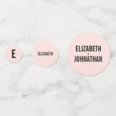 シンプルミニマルとピンク結婚タイポグラフィ コンフェッティ (裏面)