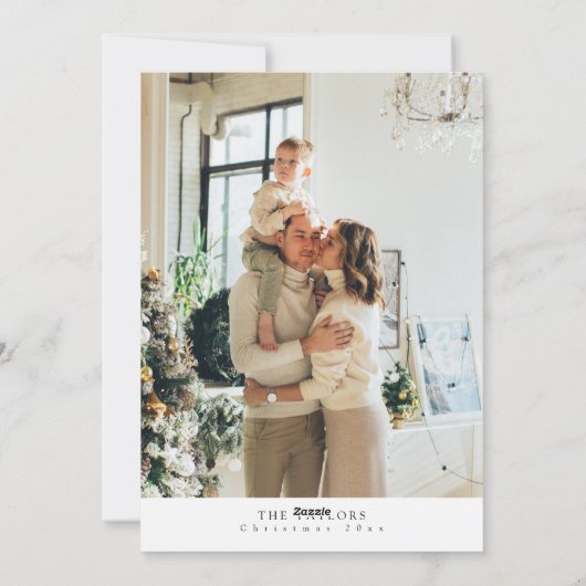 シンプルミニマルなアーチフォトファミリークリスマスカード シーズンカード (裏面)