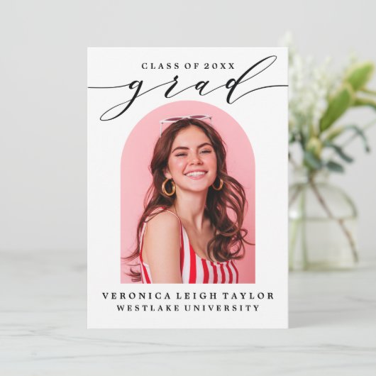 シンプルミニマルなアーチ書道グラード招待状 招待状 (スタンド正面)