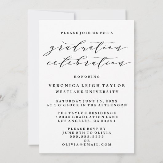 シンプルミニマルなアーチ書道グラード招待状 招待状 (裏面)