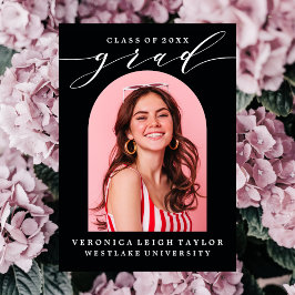 シンプルミニマルなアーチ書道グラード招待状 招待状