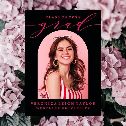 シンプルミニマルなアーチ書道グラード招待状 招待状