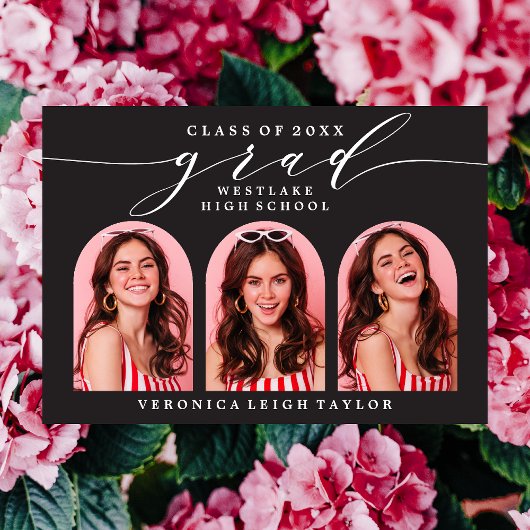 シンプルミニマルなアーチ書道グラード招待状 招待状