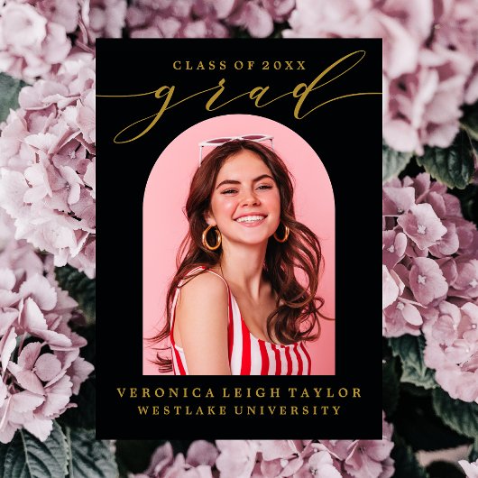 シンプルミニマルなアーチ書道グラード招待状 招待状