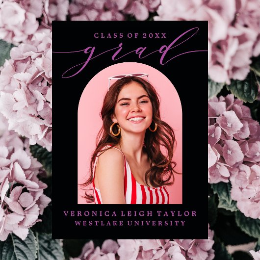 シンプルミニマルなアーチ書道グラード招待状 招待状