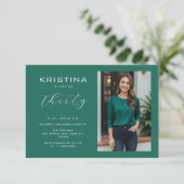 シンプルミニマルなエメラルドグリーン30歳の誕生日 招待状 (スタンド正面)