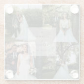 シンプルミニマルなカップル写真コラージュ結婚ズ ガラスコースター (裏面)
