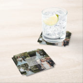 シンプルミニマルなカップル写真コラージュ結婚ズ ペーパーコースター (インサイチュ)