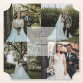 シンプルミニマルなカップル写真コラージュ結婚ズ ペーパーコースター (正面)