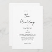 シンプルミニマルなクラススクリプトタイポグラフィ結婚の 招待状 (正面/裏面)